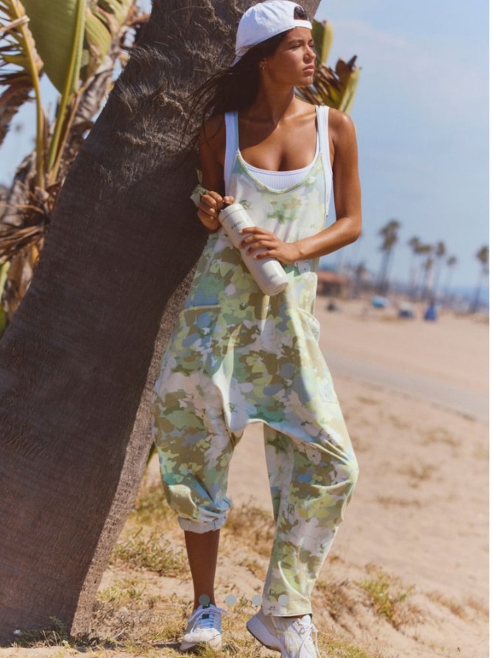 NWT FREE PEOPLE Movement Printed Hot Shot Onesie in Camo Floral Sage Combo